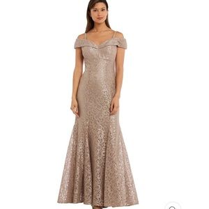Gold floor length lace dress